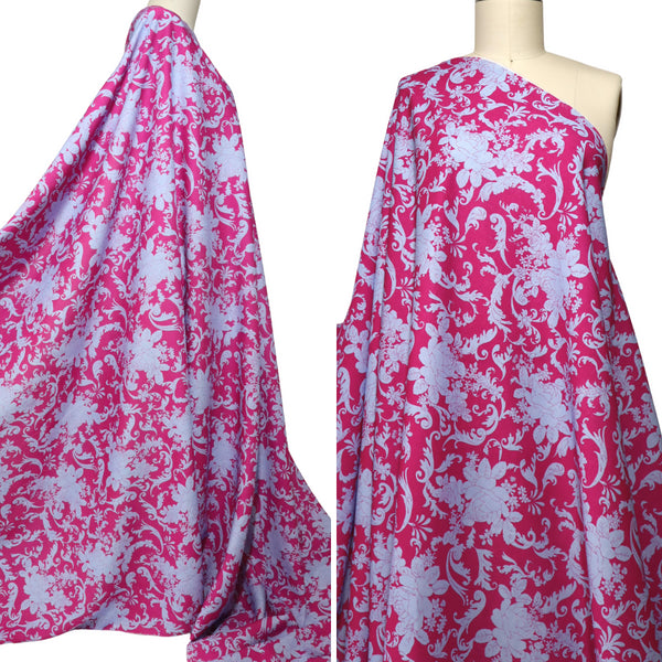 EXCLUSIVE 90% Linen 10% Silk – 'Floral Hero' | Hot Pink & Ice Blue